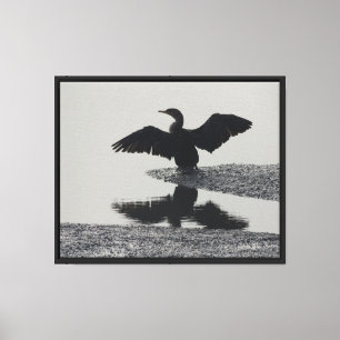 Winged Duck Silhouette   Canvas Print