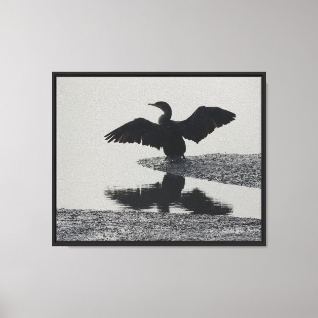 Winged Duck Silhouette   Canvas Print (Front)