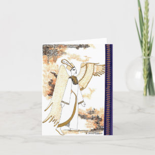Winged Egyptian Goddess Drawing Color Note Card