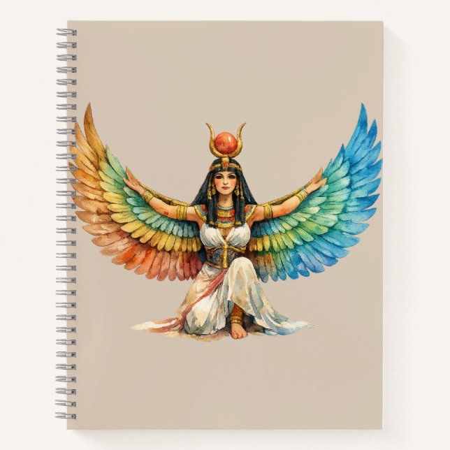 Winged Egyptian Goddess Mythology Inspired Design Notebook (Front)