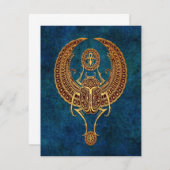 Winged Egyptian Scarab Beetle with Ankh - blue (Front/Back)