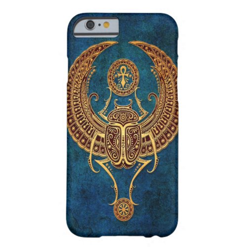 Winged Egyptian Scarab Beetle with Ankh _ blue Barely There iPhone 6 Case