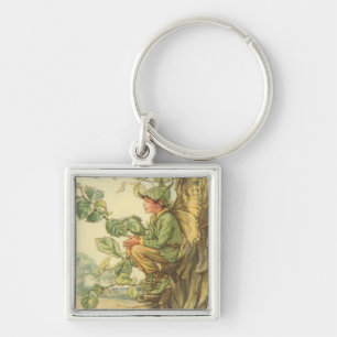 Winged Elm Fairy Sitting in a Tree Keychain