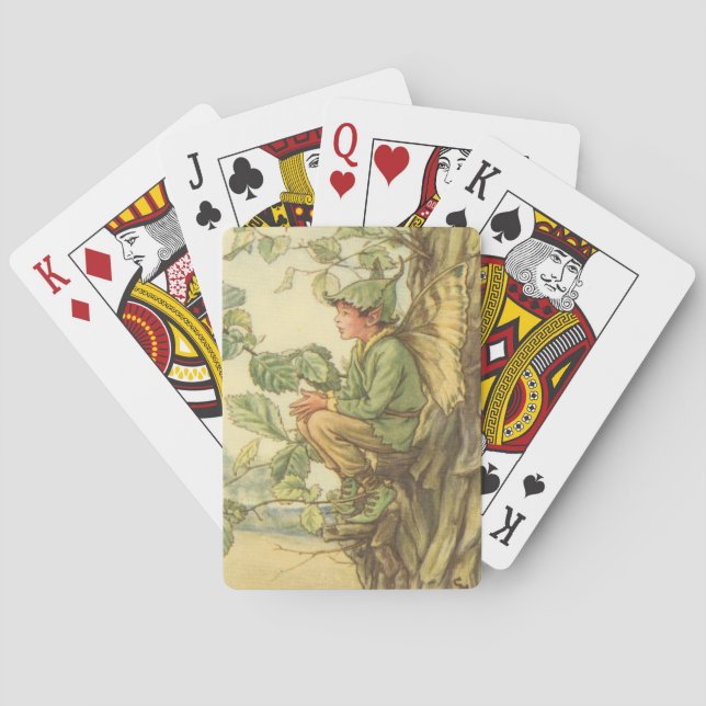 Winged Elm Fairy Sitting in a Tree Poker Cards (Back)