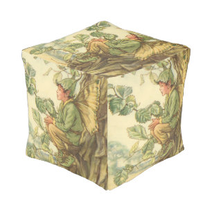 Winged Elm Fairy Sitting in a Tree Pouf