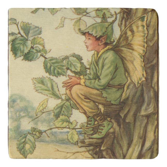 Winged Elm Fairy Sitting in a Tree Trivet (Front)