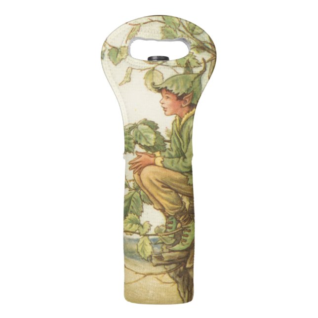 Winged Elm Fairy Sitting in a Tree Wine Bag (Back)