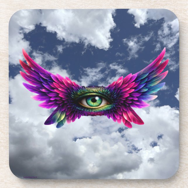 Winged Eye Protection Coaster – Mystical Art (Front)