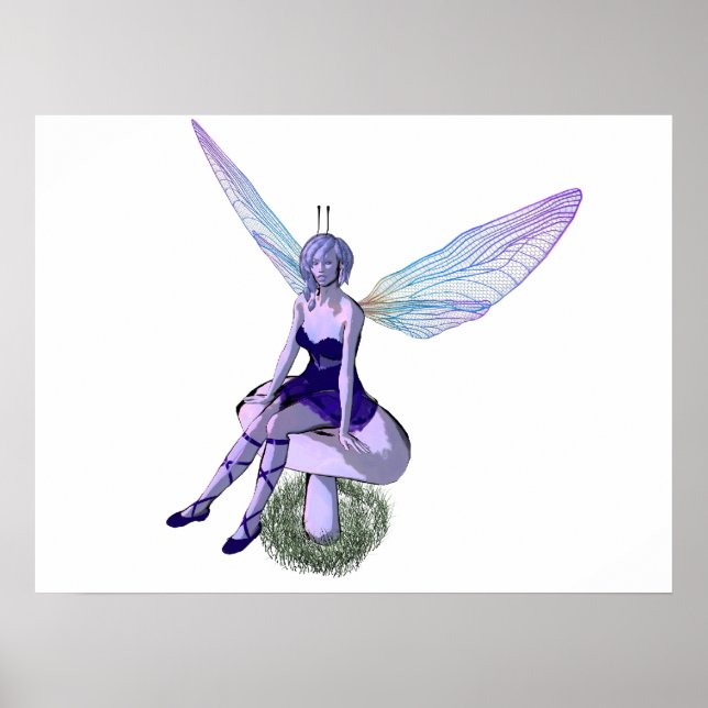 Winged faery on mushroom poster (Front)