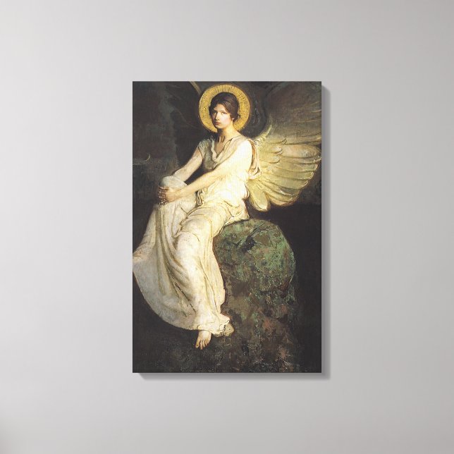 Winged Figure Seated Upon a Rock by Abbott Thayer Canvas Print (Front)