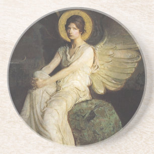 Winged Figure Seated Upon a Rock by Abbott Thayer Drink Coaster