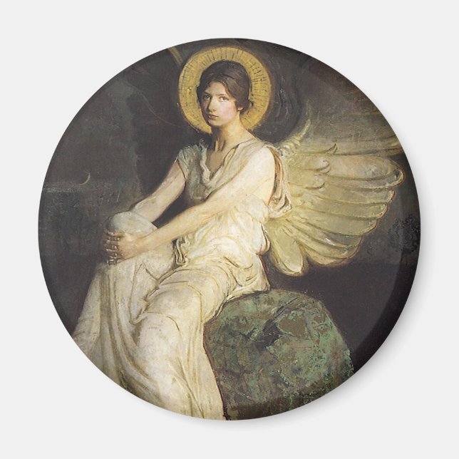 Winged Figure Seated Upon a Rock by Abbott Thayer Magnet (Front)
