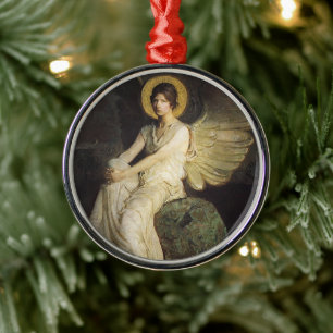 Winged Figure Seated Upon a Rock by Abbott Thayer Metal Ornament