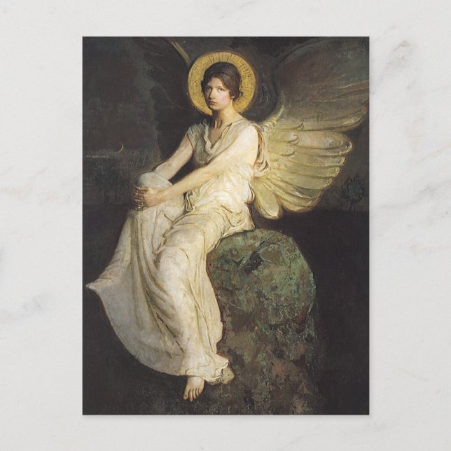 Winged Figure Seated Upon a Rock by Abbott Thayer Postcard (Front)