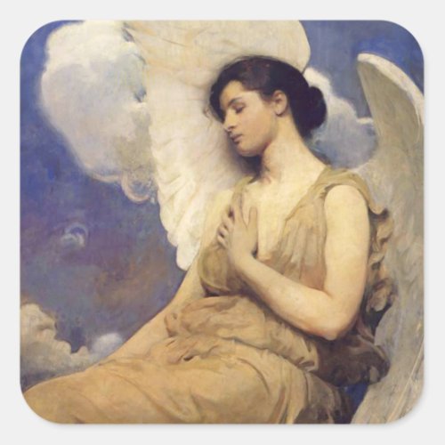 Winged Figure Vintage Angel Square Sticker