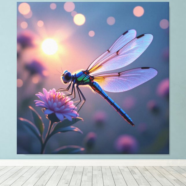 Winged from Light - The dragonfly Canvas Print (Insitu(Wood Floor))