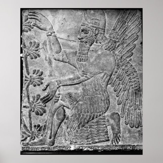 Winged Genie Worshipping the Sacred Tree Poster (Front)