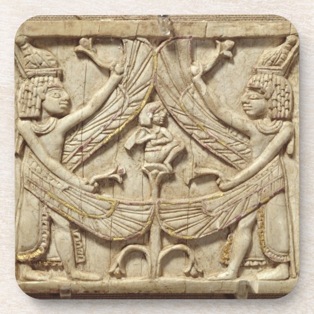 Winged genii, Assyrian Period, c.750 BC (ivory) Beverage Coaster (Front)