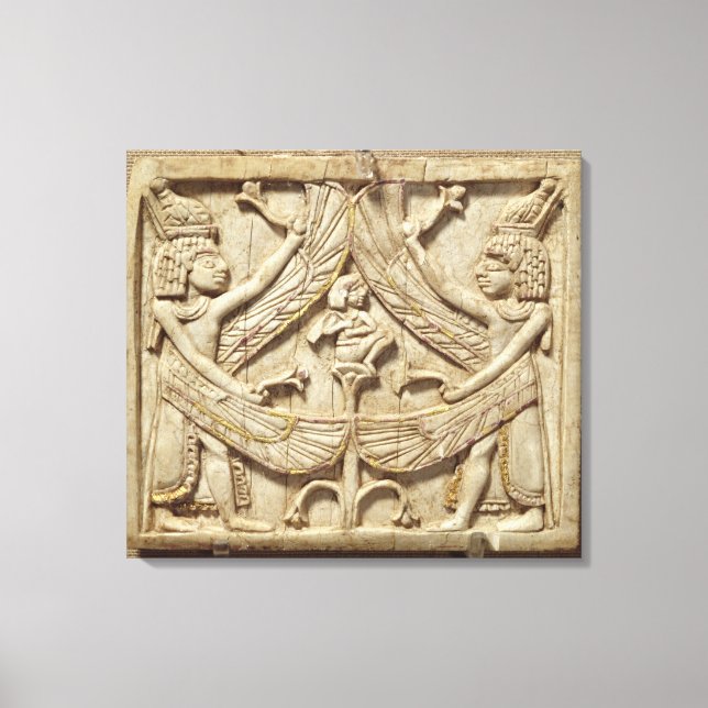 Winged genii, Assyrian Period, c.750 BC (ivory) Canvas Print (Front)