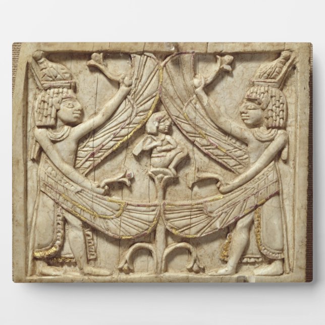 Winged genii, Assyrian Period, c.750 BC (ivory) Plaque (Front)