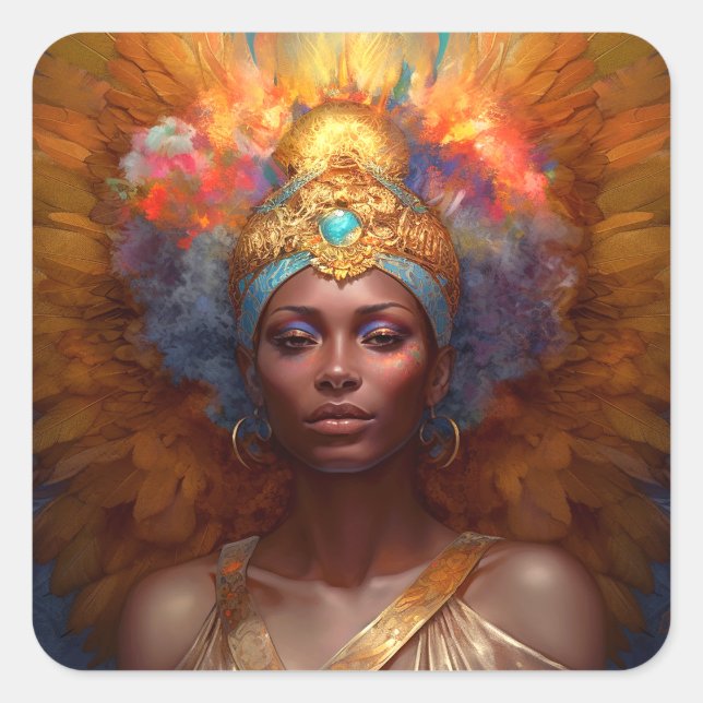 Winged Goddess Fantasy Art Square Sticker (Front)