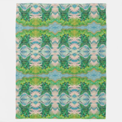 Winged Green Kitten Cats Fleece Blanket