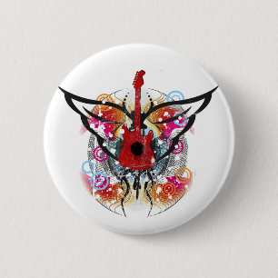 Winged Guitar Button