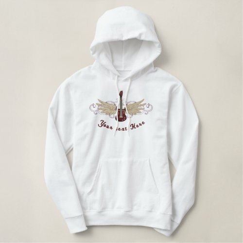 Winged Guitar Embroidered Hoodie