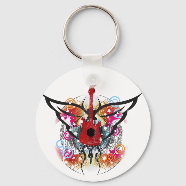 Winged Guitar Keychain (Front)
