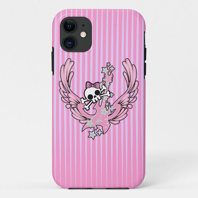 Winged Guitar with Cute Skull Case-Mate iPhone Case (Back)
