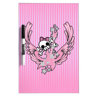 Winged Guitar with Cute Skull Dry Erase Board