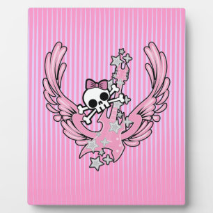 Winged Guitar with Cute Skull Plaque