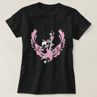 Winged Guitar with Cute Skull T-Shirt