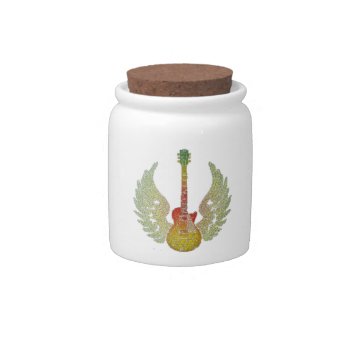 Winged Guitar Words Candy Jar by customvendetta at Zazzle