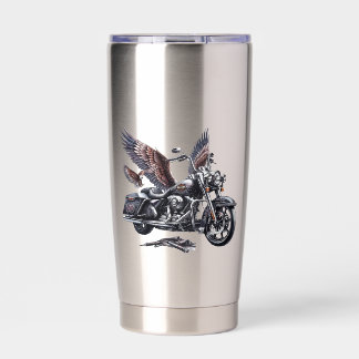 Winged Harley-Davidson Motorcycle Watercolor Illus Insulated Tumbler