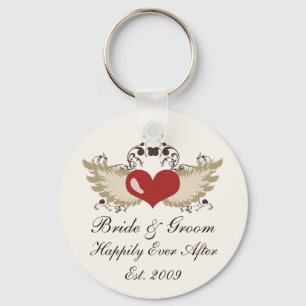 Winged Heart Custom Wedding Key Chain