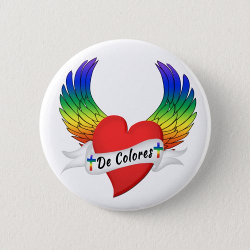 Winged Heart DeColores Palanca Button Pin