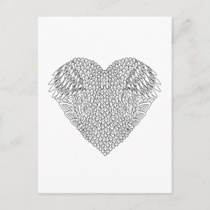 Winged Heart Doodle Postcard