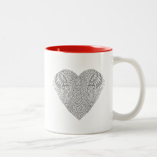 Winged Heart Doodle Two-Tone Coffee Mug