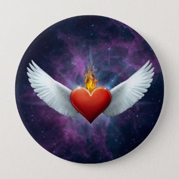 Winged Heart Pinback Button by tempera70 at Zazzle