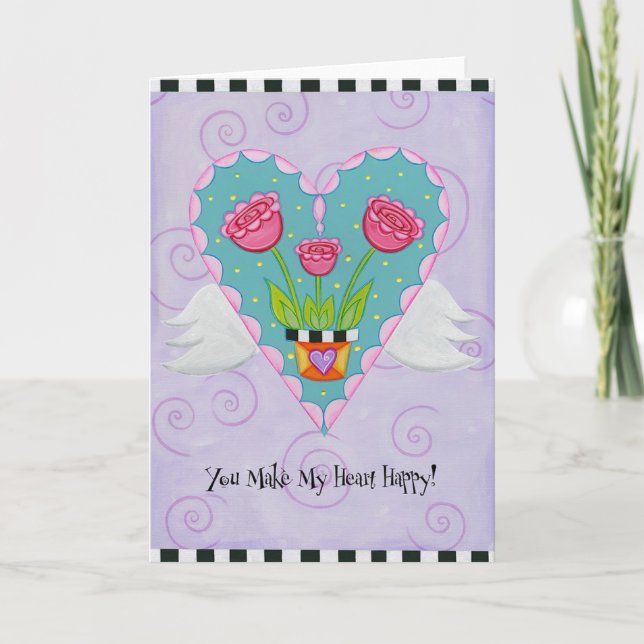Winged Heart (Purple) Greeting Card (Front)