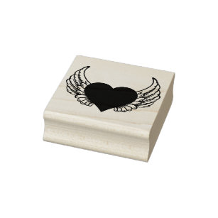 Winged Heart Rubber Stamp 
