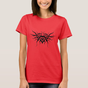 Winged Heart Tribal Design - black and white T-Shirt
