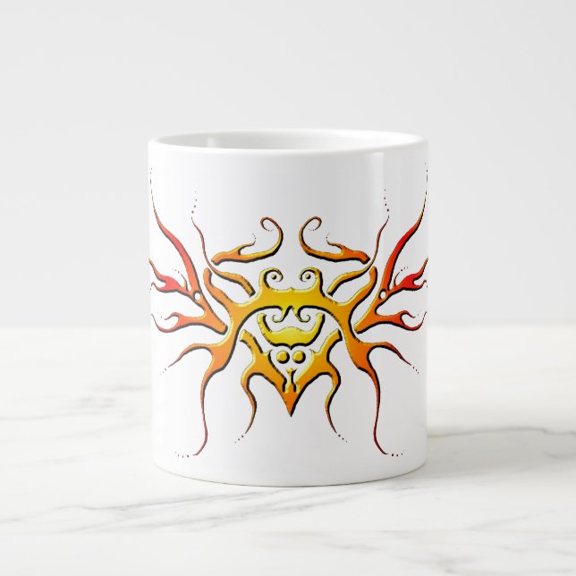 Winged Heart Tribal Design - red Giant Coffee Mug (Front)