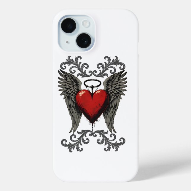 Winged Heart with Halo – Gothic Angel Love Design Case-Mate iPhone Case (Back)