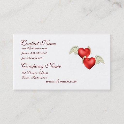 Customizable Winged Hearts Business Cards
