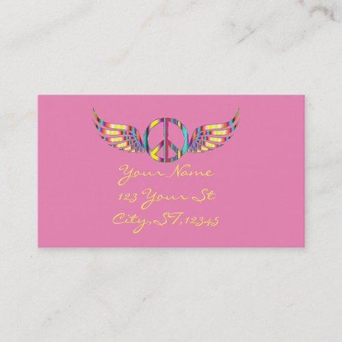 Winged Hippie Peace Symbol Thunder_Cove Business Card