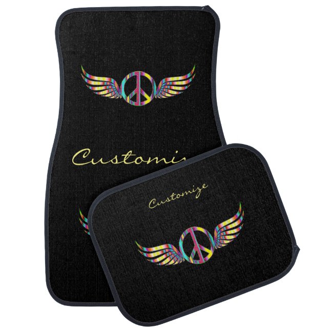 Winged Hippie Peace Symbol Thunder_Cove Car Floor Mat (Set)