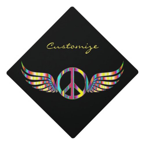 Winged Hippie Peace Symbol Thunder_Cove Graduation Cap Topper