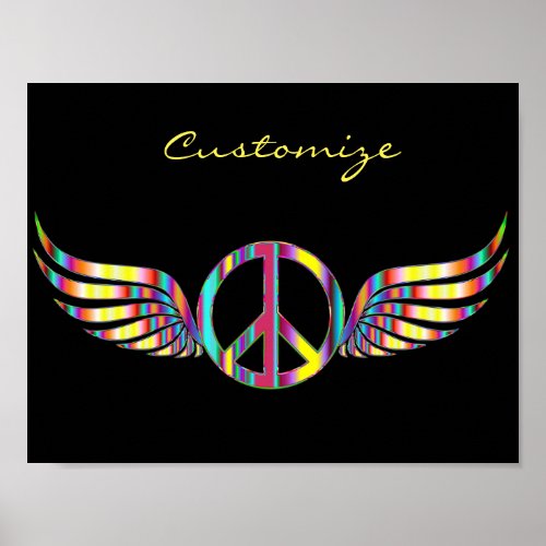 Winged Hippie Peace Symbol Thunder_Cove Poster